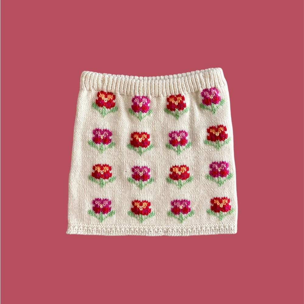 Tach‎ Free People Elsa Carola Knit Floral Mini Skirt Creme Women’s Size XS 24x15